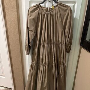 Zara Tan Gathered Blouse Maxi
